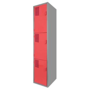 Locker Color Rojo - 3 Puertas