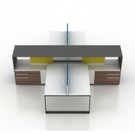 Estacion de trabajo de cubiculo de oficina con gabinete para 4 usurios