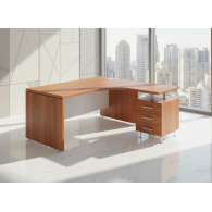 Escritorio en L para oficina Nogal - Minimalista