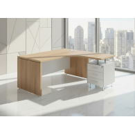 Escritorio en L para oficina Nogal - Minimalista