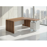 Escritorio en L para oficina Nogal - Minimalista
