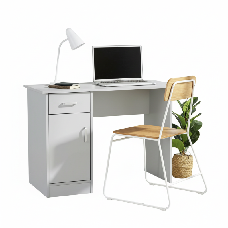 Tyler de mesa gris de escritorio 1 cajón 1 puerta computadora compacta estación de trabajo hogar oficina