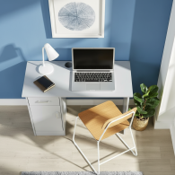 Tyler de mesa gris de escritorio 1 cajón 1 puerta computadora compacta estación de trabajo hogar oficina