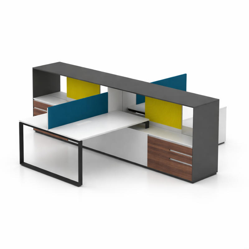 Estacion de trabajo de cubiculo de oficina con gabinete para 4 usurios