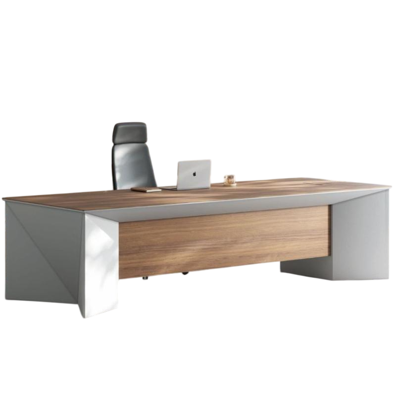 Escritorio de oficina ejecutivo rectangular de madera con estantes