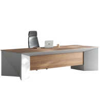 Escritorio de oficina ejecutivo rectangular de madera con estantes